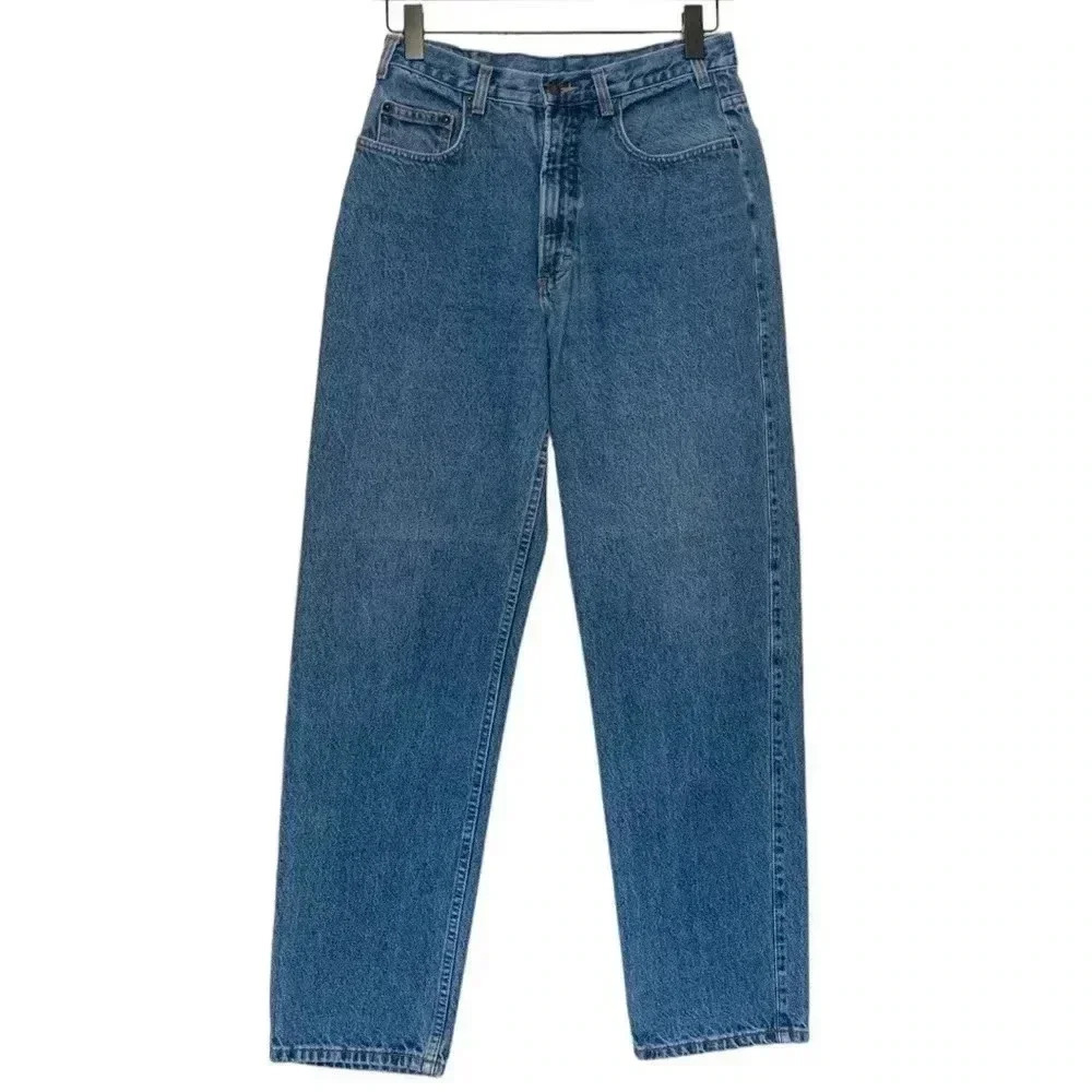 Pendleton, 100% cotton, heavy weight, light wash, straight leg, high rise jeans